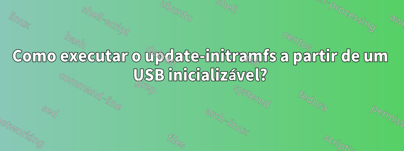 Como executar o update-initramfs a partir de um USB inicializável?