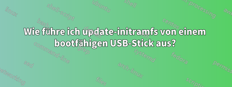 Wie führe ich update-initramfs von einem bootfähigen USB-Stick aus?