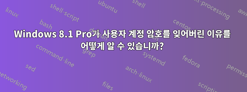 Windows 8.1 Pro가 사용자 계정 암호를 잊어버린 이유를 어떻게 알 수 있습니까?