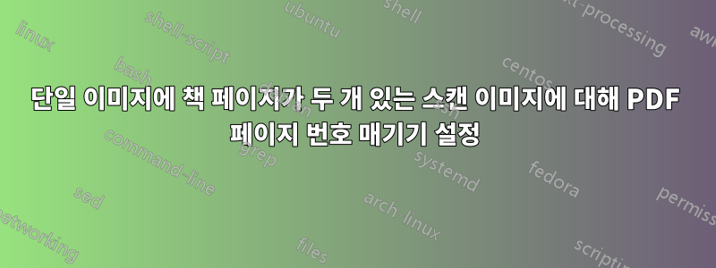 단일 이미지에 책 페이지가 두 개 있는 스캔 이미지에 대해 PDF 페이지 번호 매기기 설정