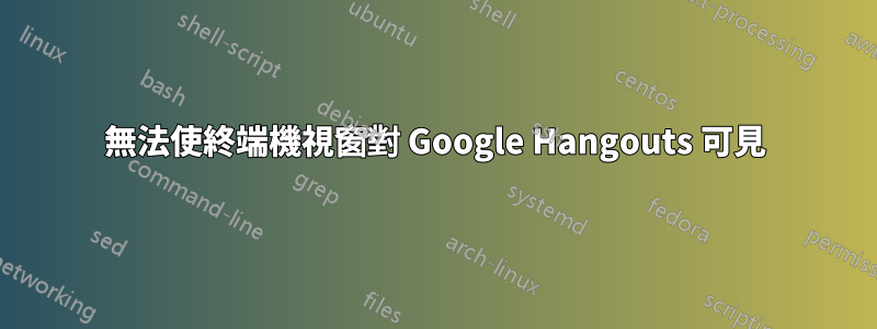 無法使終端機視窗對 Google Hangouts 可見