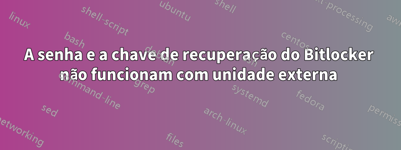 A senha e a chave de recuperação do Bitlocker não funcionam com unidade externa