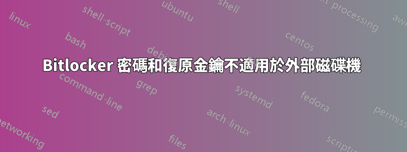 Bitlocker 密碼和復原金鑰不適用於外部磁碟機