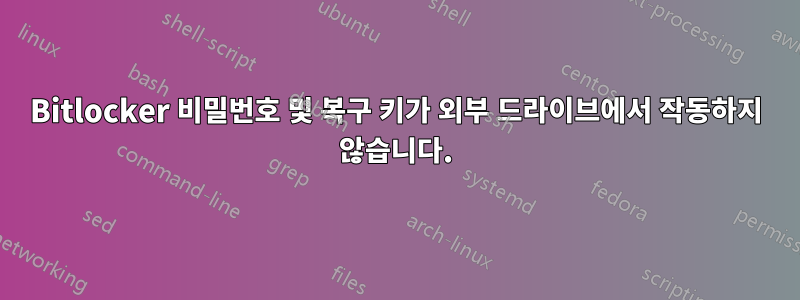 Bitlocker 비밀번호 및 복구 키가 외부 드라이브에서 작동하지 않습니다.