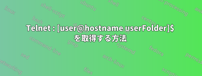 Telnet : [user@hostname userFolder]$ を取得する方法