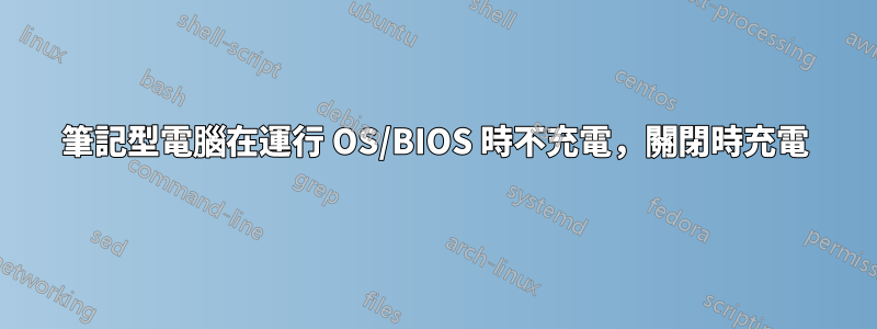 筆記型電腦在運行 OS/BIOS 時不充電，關閉時充電