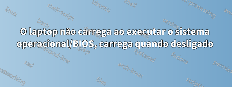 O laptop não carrega ao executar o sistema operacional/BIOS, carrega quando desligado