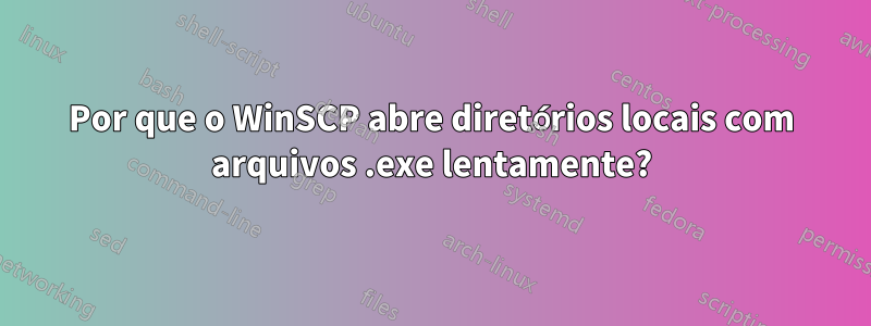 Por que o WinSCP abre diretórios locais com arquivos .exe lentamente?