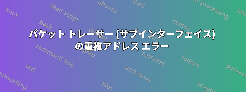 パケット トレーサー (サブインターフェイス) の重複アドレス エラー