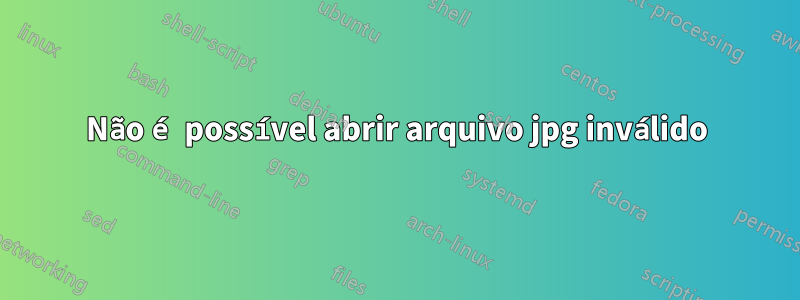 Não é possível abrir arquivo jpg inválido