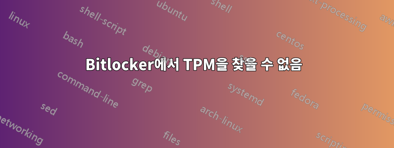Bitlocker에서 TPM을 찾을 수 없음 