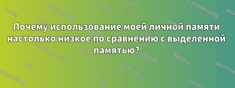 Почему использование моей личной памяти настолько низкое по сравнению с выделенной памятью?