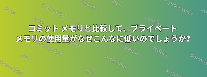 コミット メモリと比較して、プライベート メモリの使用量がなぜこんなに低いのでしょうか?