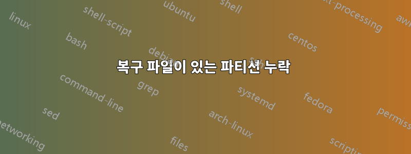 복구 파일이 있는 파티션 누락