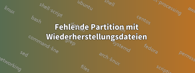 Fehlende Partition mit Wiederherstellungsdateien