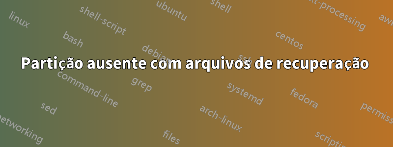 Partição ausente com arquivos de recuperação