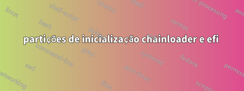 partições de inicialização chainloader e efi