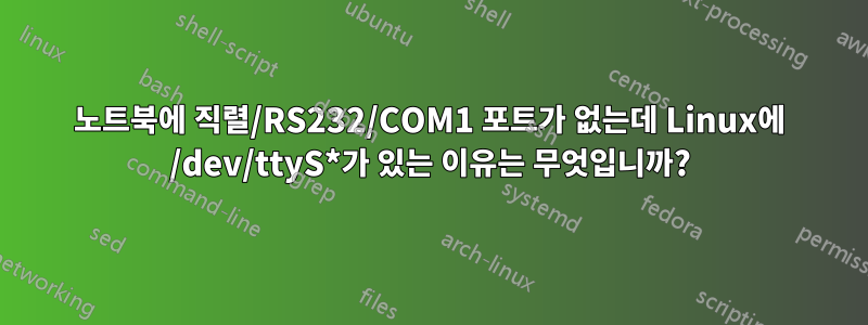 노트북에 직렬/RS232/COM1 포트가 없는데 Linux에 /dev/ttyS*가 있는 이유는 무엇입니까?