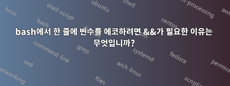 bash에서 한 줄에 변수를 에코하려면 &&가 필요한 이유는 무엇입니까?