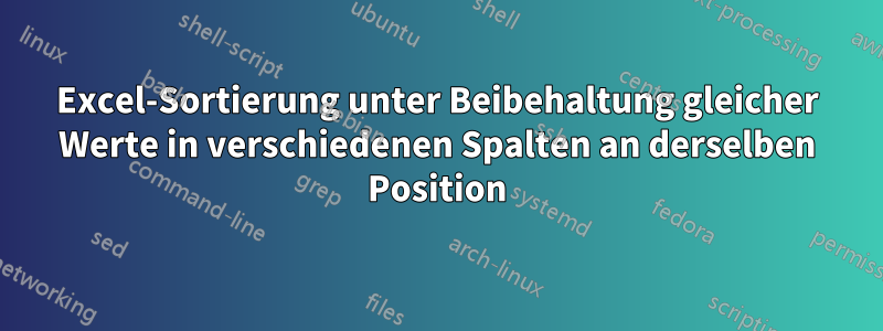 Excel-Sortierung unter Beibehaltung gleicher Werte in verschiedenen Spalten an derselben Position
