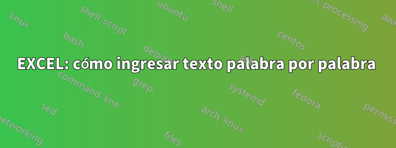 EXCEL: cómo ingresar texto palabra por palabra