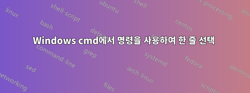 Windows cmd에서 명령을 사용하여 한 줄 선택