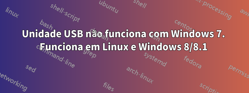 Unidade USB não funciona com Windows 7. Funciona em Linux e Windows 8/8.1