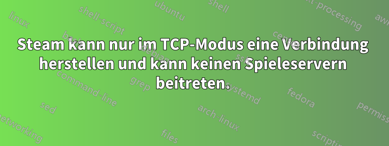 Steam kann nur im TCP-Modus eine Verbindung herstellen und kann keinen Spieleservern beitreten.