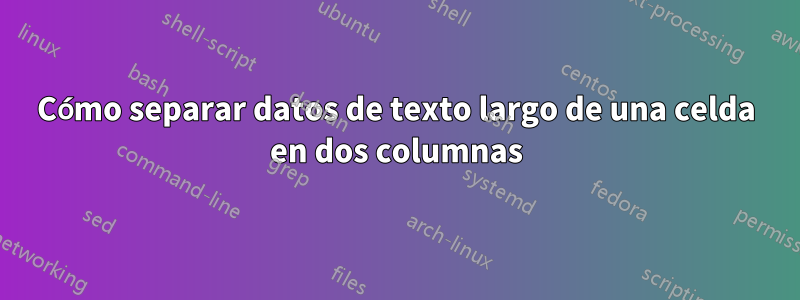 Cómo separar datos de texto largo de una celda en dos columnas