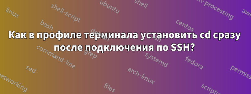 Как в профиле терминала установить cd сразу после подключения по SSH?