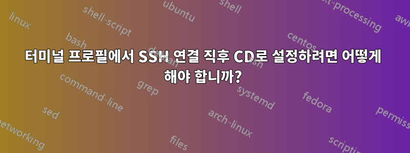 터미널 프로필에서 SSH 연결 직후 CD로 설정하려면 어떻게 해야 합니까?