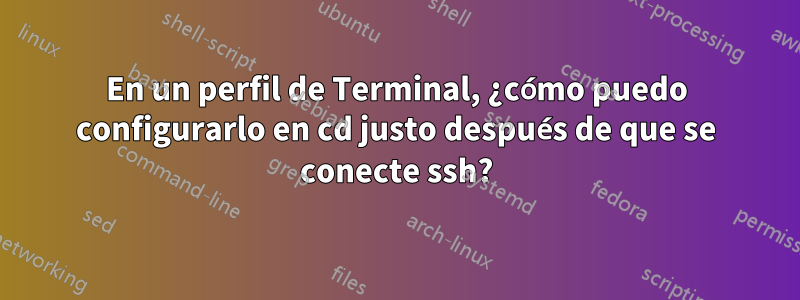 En un perfil de Terminal, ¿cómo puedo configurarlo en cd justo después de que se conecte ssh?