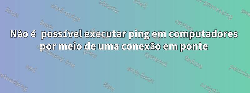 Não é possível executar ping em computadores por meio de uma conexão em ponte