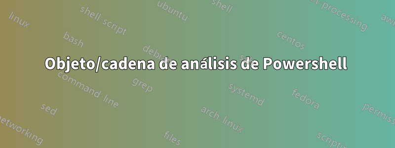 Objeto/cadena de análisis de Powershell