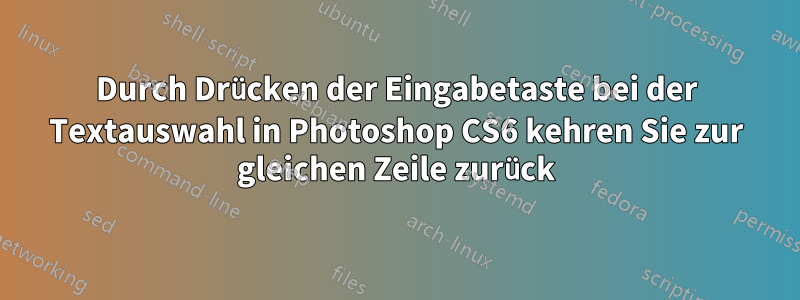 Durch Drücken der Eingabetaste bei der Textauswahl in Photoshop CS6 kehren Sie zur gleichen Zeile zurück