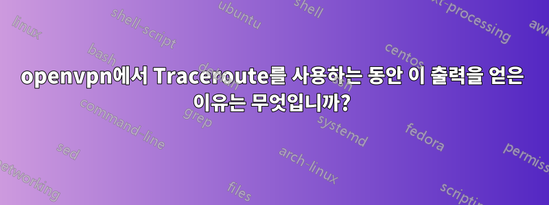 openvpn에서 Traceroute를 사용하는 동안 이 출력을 얻은 이유는 무엇입니까?