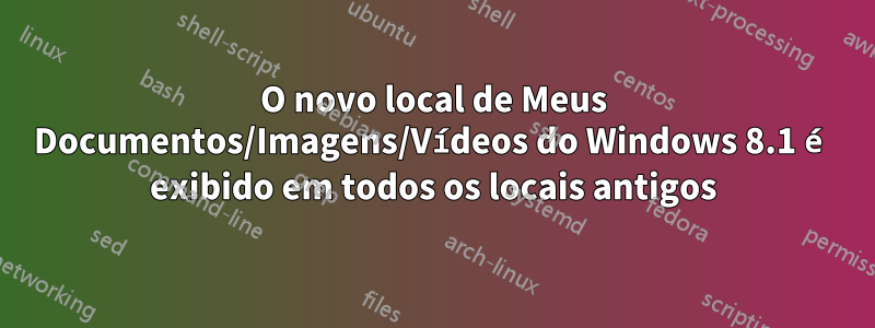 O novo local de Meus Documentos/Imagens/Vídeos do Windows 8.1 é exibido em todos os locais antigos