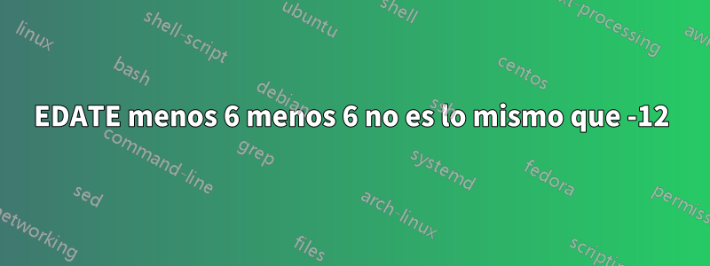 EDATE menos 6 menos 6 no es lo mismo que -12