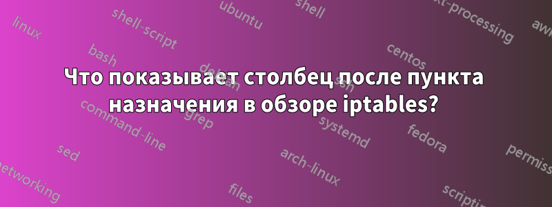 Что показывает столбец после пункта назначения в обзоре iptables?