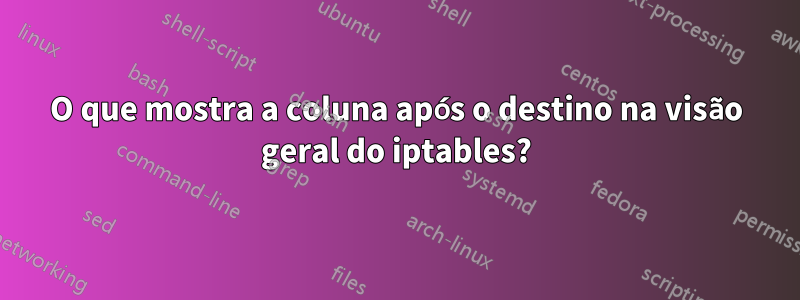 O que mostra a coluna após o destino na visão geral do iptables?