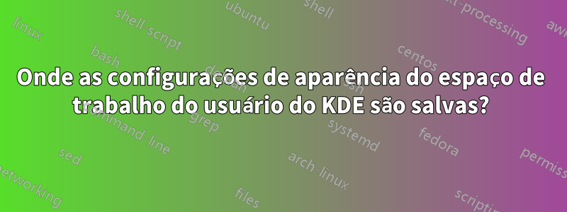 Onde as configurações de aparência do espaço de trabalho do usuário do KDE são salvas?