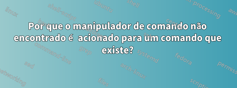 Por que o manipulador de comando não encontrado é acionado para um comando que existe?