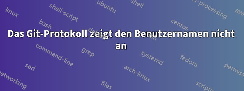 Das Git-Protokoll zeigt den Benutzernamen nicht an