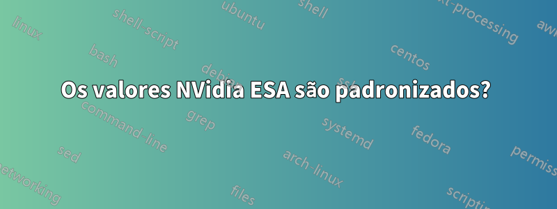 Os valores NVidia ESA são padronizados?