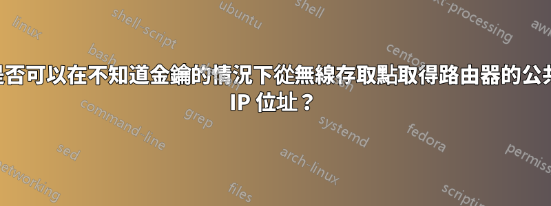 是否可以在不知道金鑰的情況下從無線存取點取得路由器的公共 IP 位址？