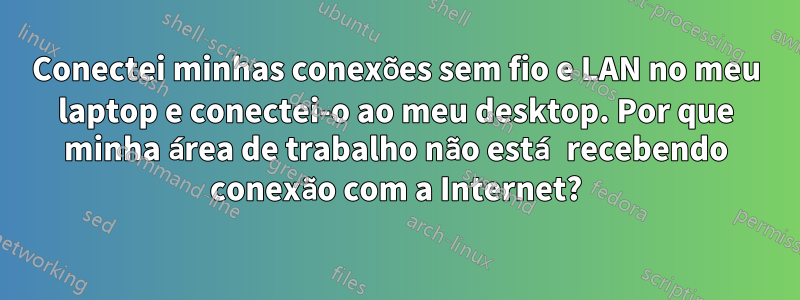 Conectei minhas conexões sem fio e LAN no meu laptop e conectei-o ao meu desktop. Por que minha área de trabalho não está recebendo conexão com a Internet?