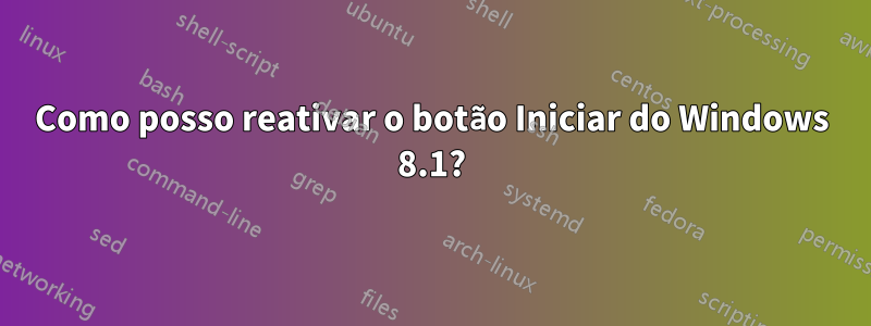 Como posso reativar o botão Iniciar do Windows 8.1?