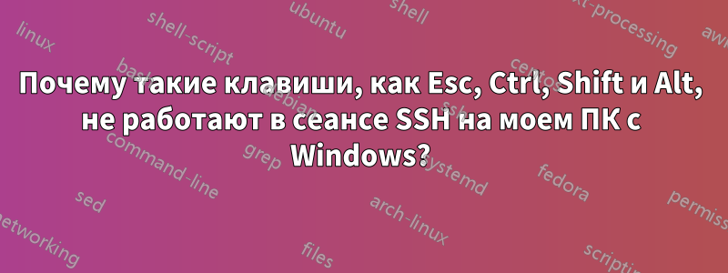 Почему такие клавиши, как Esc, Ctrl, Shift и Alt, не работают в сеансе SSH на моем ПК с Windows?