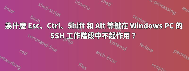 為什麼 Esc、Ctrl、Shift 和 Alt 等鍵在 Windows PC 的 SSH 工作階段中不起作用？