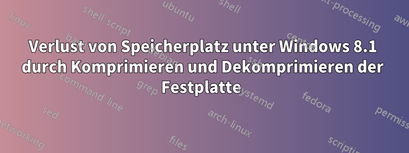 Verlust von Speicherplatz unter Windows 8.1 durch Komprimieren und Dekomprimieren der Festplatte 